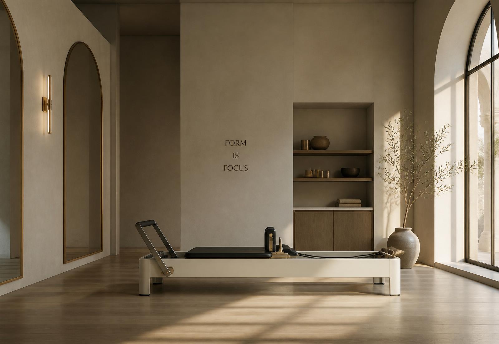 Pilates reformer in the second-floor studio